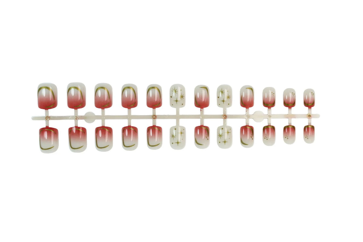 Press-On Nail Set Self-Adhesive Rose Accents 24-Piece