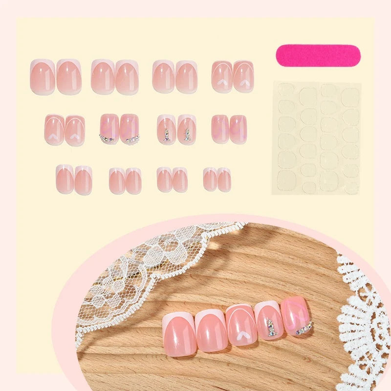 Press-On Nail Set Self-Adhesive Sparkling Accents
