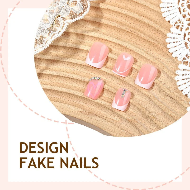 Press-On Nail Set Self-Adhesive Sparkling Accents