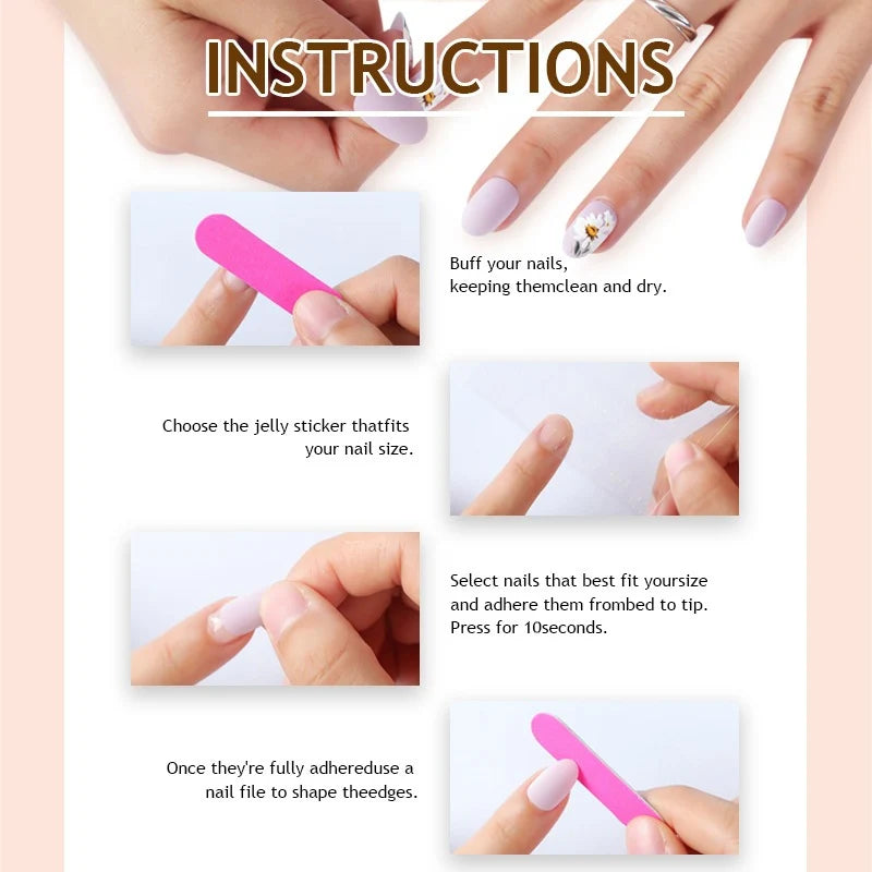 Press-On Nail Set Self-Adhesive Sparkling Accents