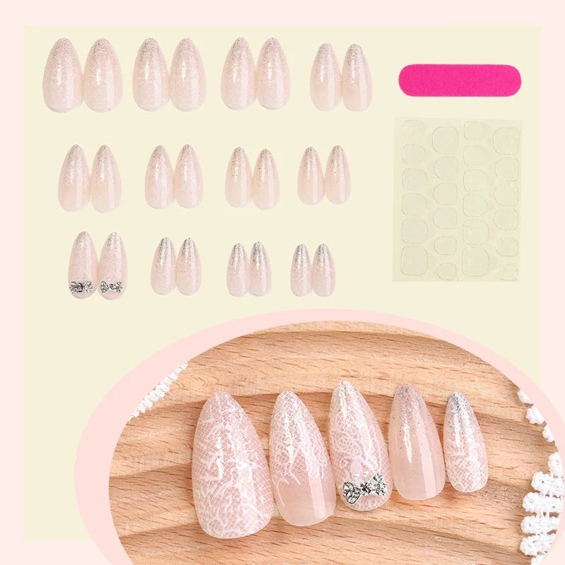 Press-On Nail Set Self-Adhesive Sparkling Tips