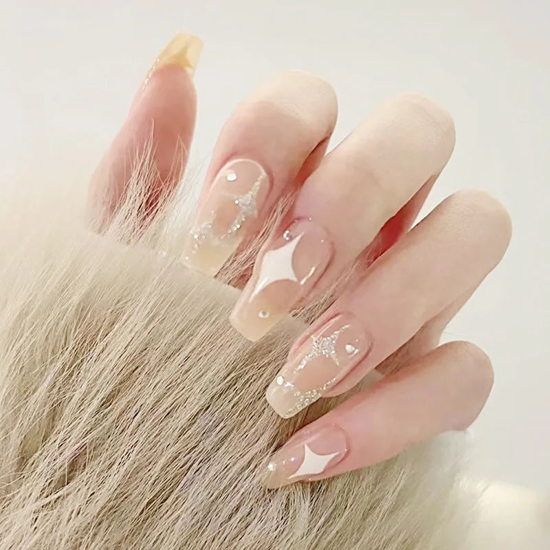 Press-On Nail Set Self-Adhesive Star & Geometric