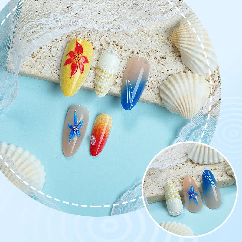 Press-On Nail Set Shell Art Easy Apply Multiple Sizes