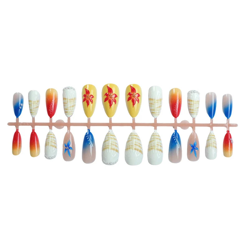 Press-On Nail Set Shell Art Easy Apply Multiple Sizes