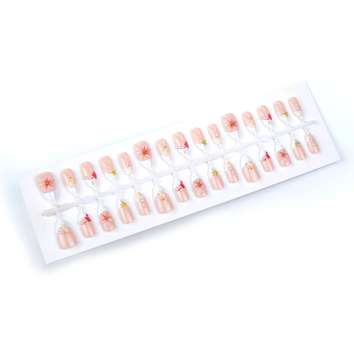 Press-On Nail Set Shell-Embellished Salon-Quality Long-Lasting