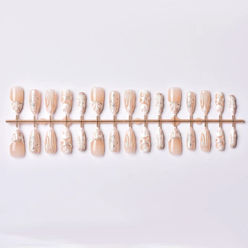 Press-On Nail Set Shell-Inspired Reusable & Salon-Quality Finish