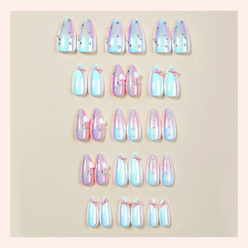 Press-On Nail Set Shimmer Ombre Easy-Apply