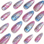 Press-On Nail Set Shimmering Gradient & 3D Accents