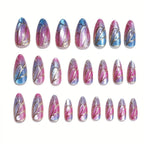 Press-On Nail Set Shimmering Gradient & 3D Accents