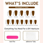 Press-On Nail Set Shiny Patterned Adhesive Tabs Multiple Sizes