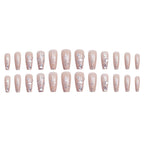 Press-On Nail Set Shiny Silver Glitter & Rhinestones Glue-On