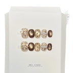 Press-On Nail Set Short Round Reusable Adhesive & File