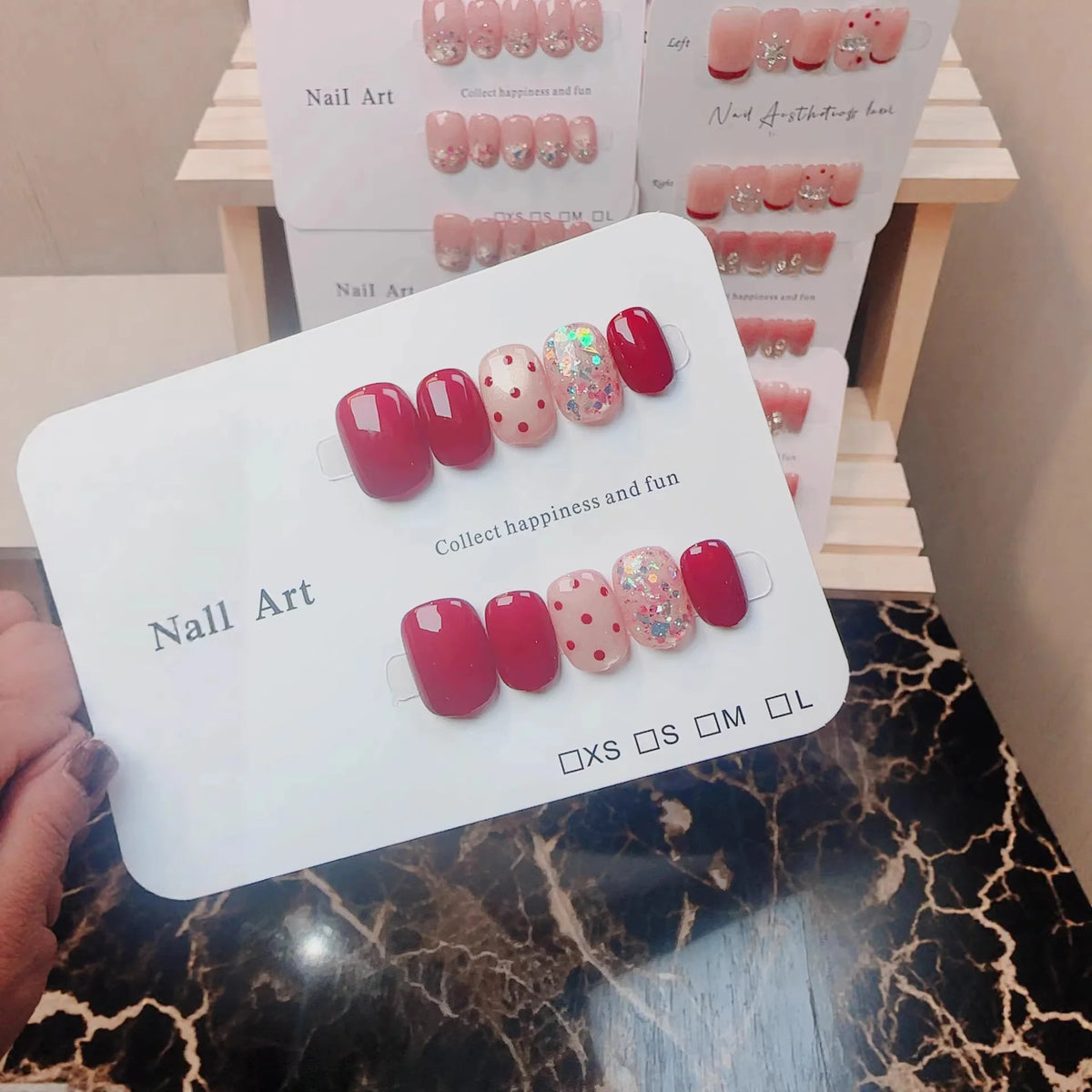 Press-On Nail Set Short Square & Oval Dot Accents