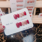 Press-On Nail Set Short Square & Oval Dot Accents