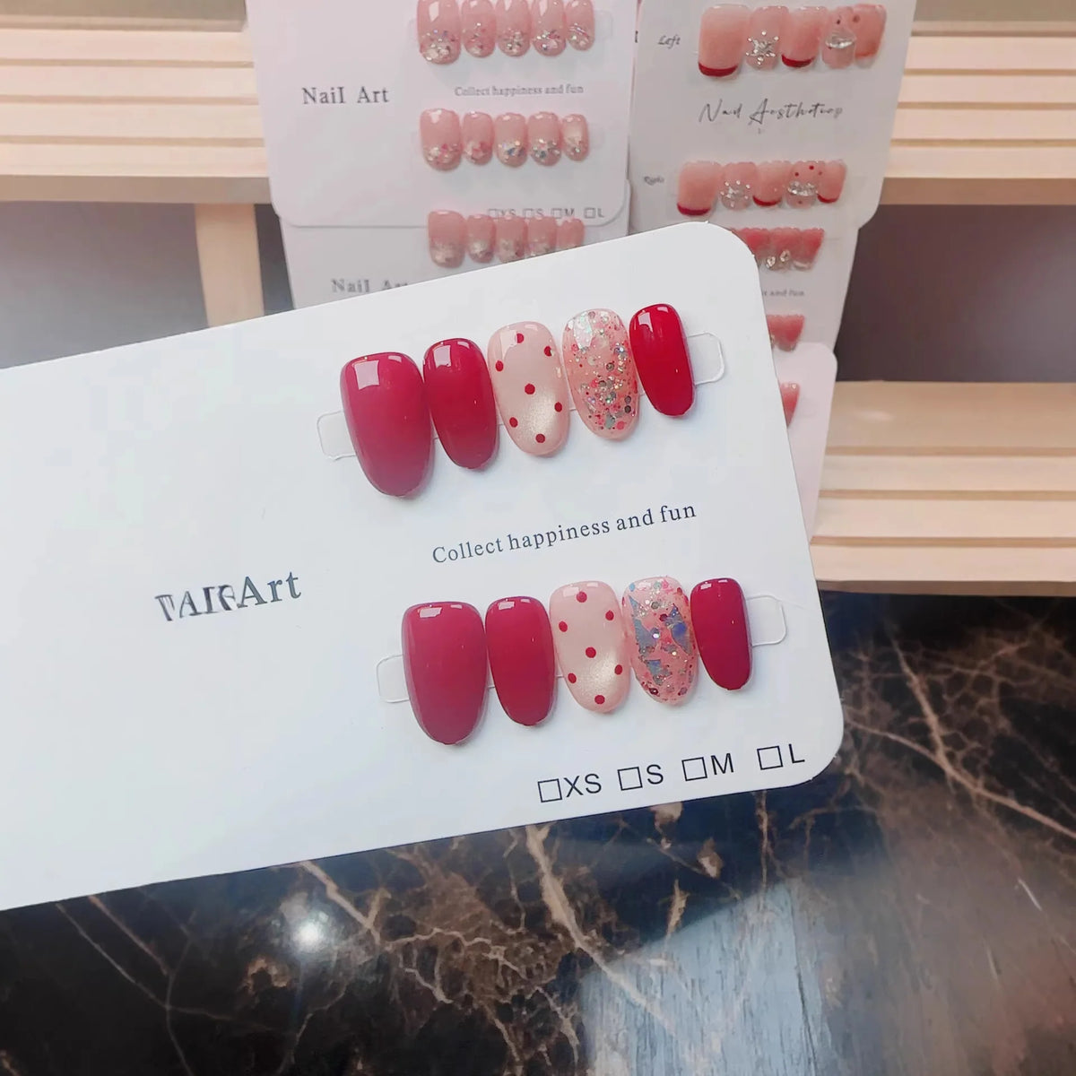 Press-On Nail Set Short Square & Oval Dot Accents