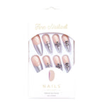 Press-On Nail Set Silver Accents Peel-And-Stick Reusable