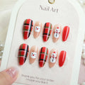 Press-On Nail Set Snowman & Plaid Peel-And-Press Reusable
