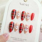 Press-On Nail Set Snowman & Plaid Peel-And-Press Reusable