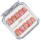 Press-On Nail Set Soft Pink Gem Accents Adhesive Backing