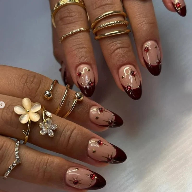 Press-On Nail Set Sparkle Accents Multiple Sizes & Reusable