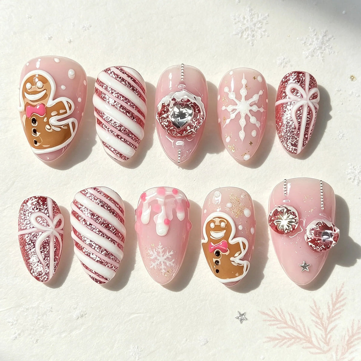 Press-On Nail Set Sparkle & Floral 24-Piece