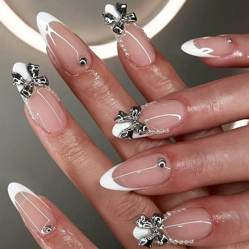 Press-On Nail Set Sparkling 3D Accents Multiple Sizes