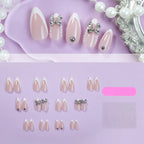 Press-On Nail Set Sparkling 3D Accents Multiple Sizes