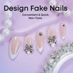 Press-On Nail Set Sparkling 3D Accents Multiple Sizes