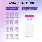 Press-On Nail Set Sparkling 3D Accents Multiple Sizes