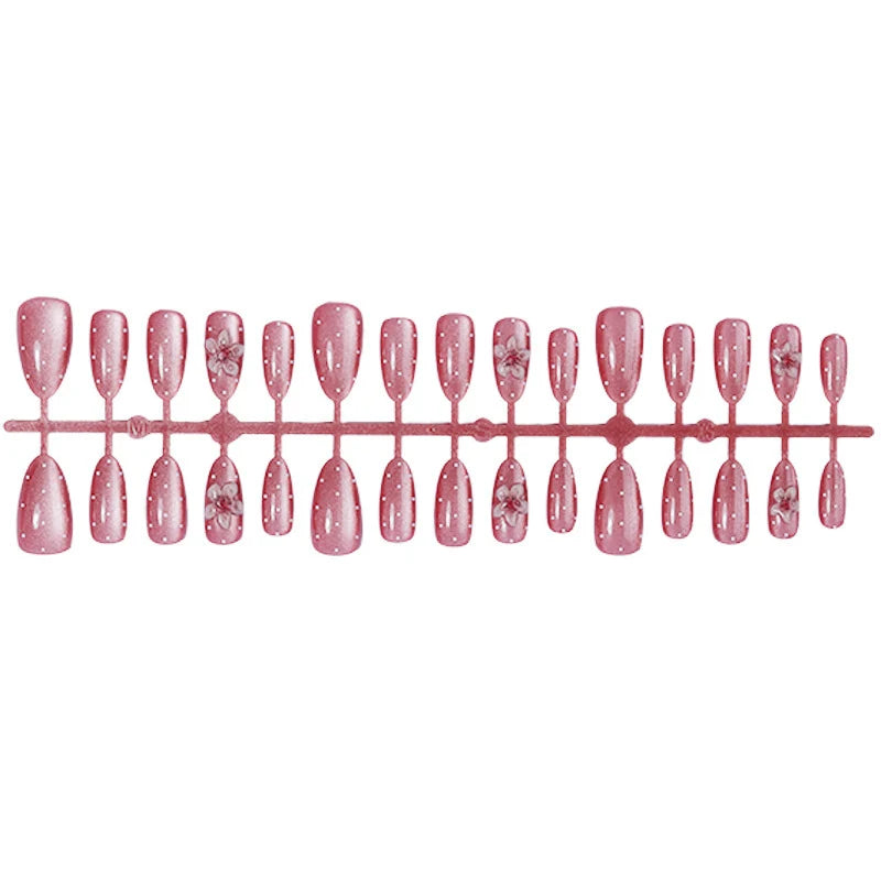 Press-On Nail Set Sparkling 3D Flowers Set of 24