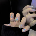 Press-On Nail Set Sparkling Gel Glue-On