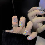 Press-On Nail Set Sparkling Gel Glue-On