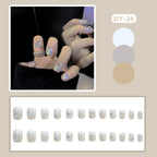 Press-On Nail Set Sparkling Gel Glue-On