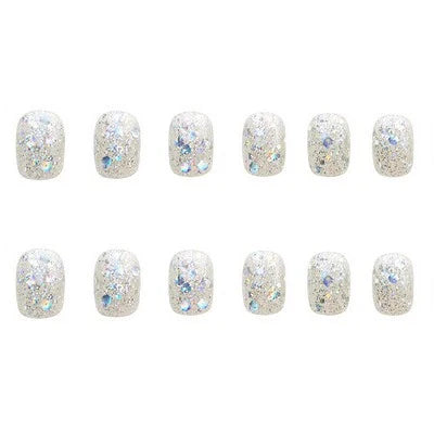 Press-On Nail Set Sparkling Gel Glue-On