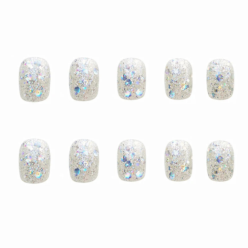Press-On Nail Set Sparkling Gel Glue-On