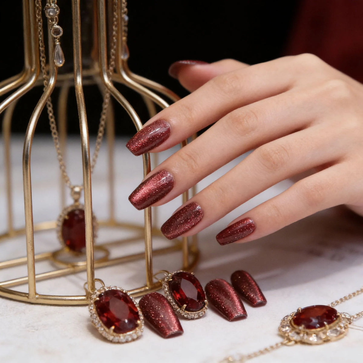 Press-On Nail Set Sparkling Gradient Reusable & Multiple Sizes