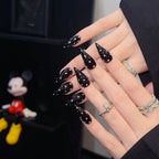 Press-On Nail Set Spiked Stiletto Gem Accents