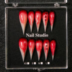 Press-On Nail Set Spiked Stiletto Glossy Multiple Sizes