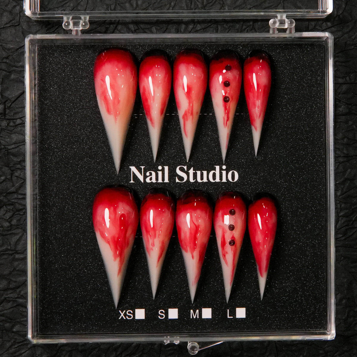 Press-On Nail Set Spiked Stiletto Glossy Multiple Sizes