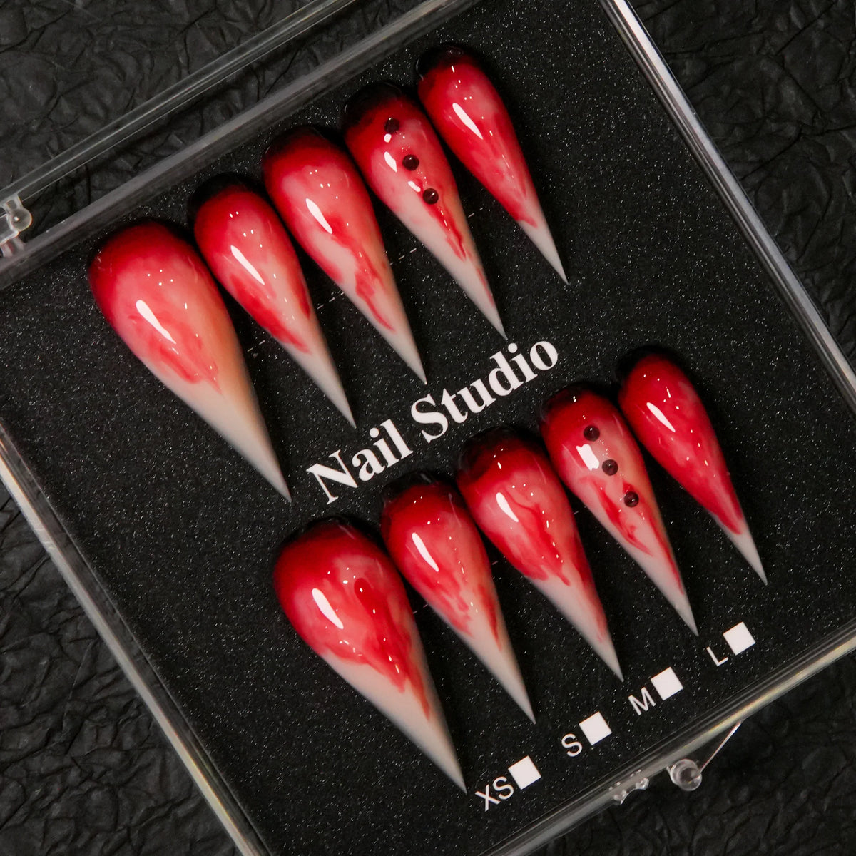 Press-On Nail Set Spiked Stiletto Glossy Multiple Sizes