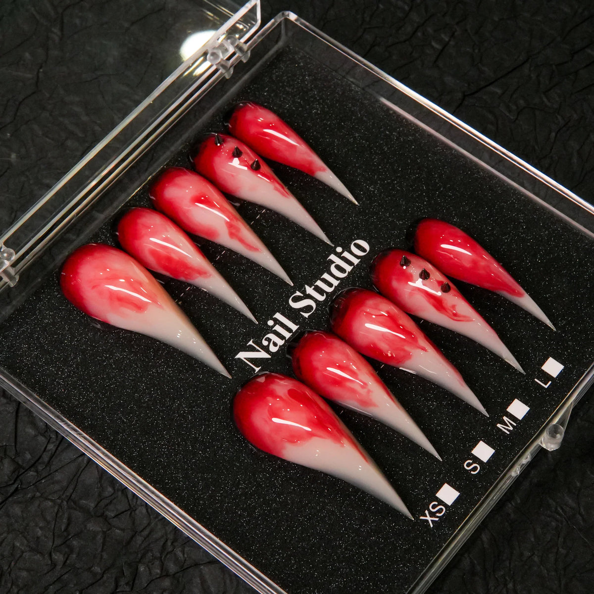 Press-On Nail Set Spiked Stiletto Glossy Multiple Sizes