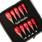 Press-On Nail Set Spiked Stiletto Glossy Multiple Sizes