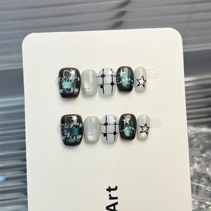 Press-On Nail Set Star Accents No-Glue & Long-Lasting
