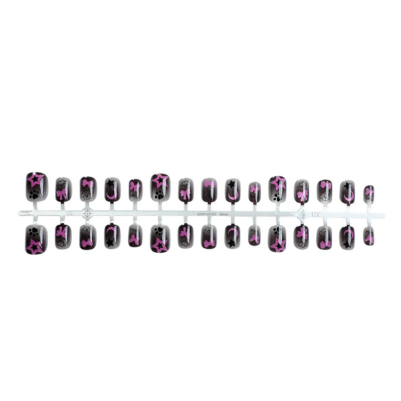 Press-On Nail Set Star & Bow Designs