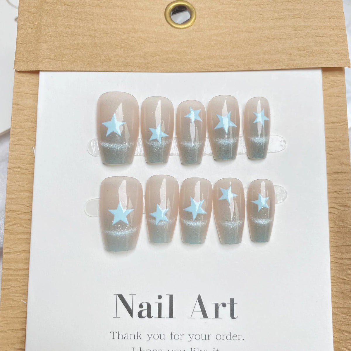 Press-On Nail Set Star Design Peel & Stick