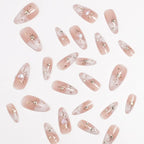 Press-On Nail Set Star Embellished Gold Accent Long Lasting