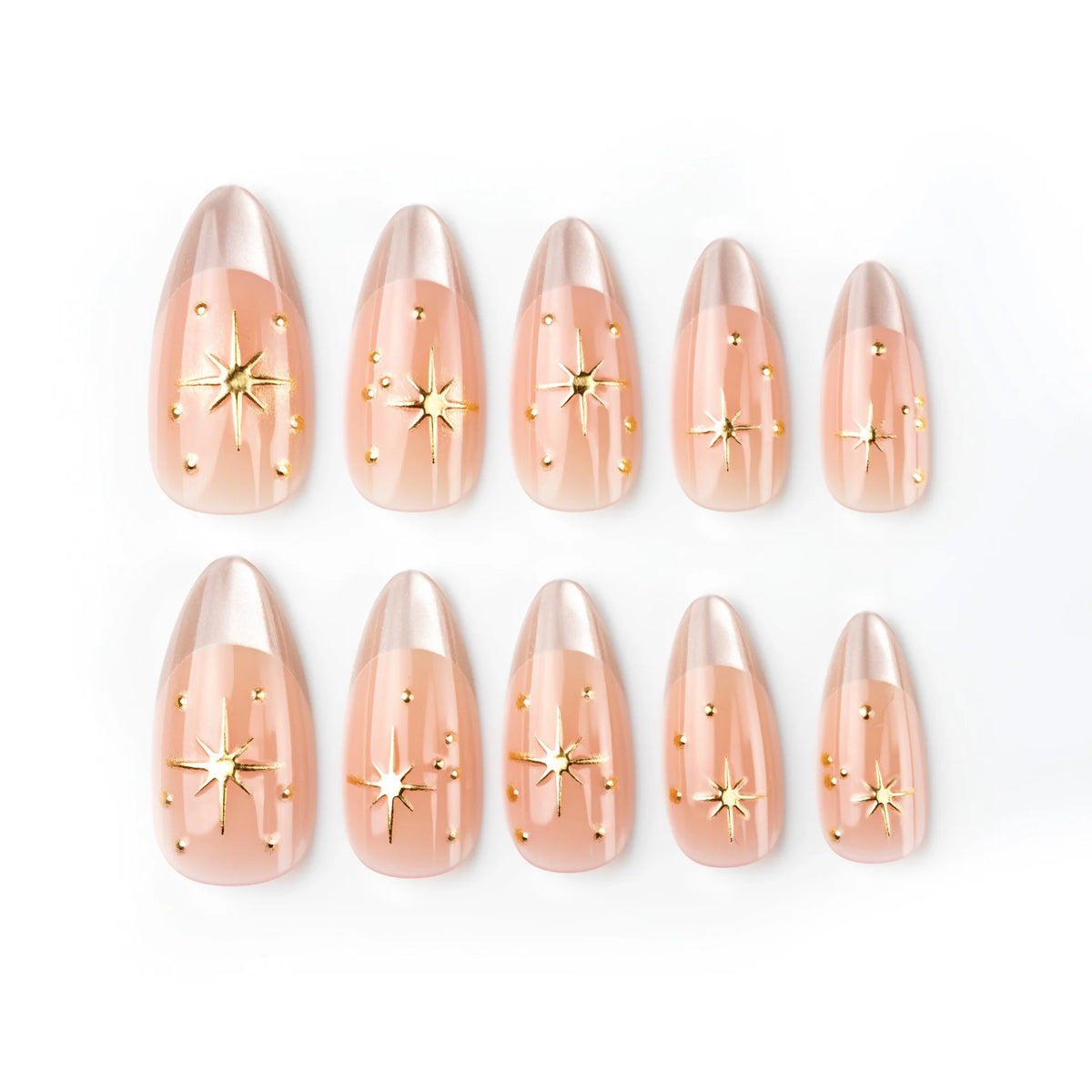 Press-On Nail Set Star Embellished No Glue & Reusable