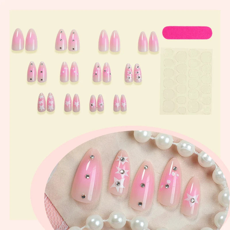 Press-On Nail Set Star-Embellished Self-Adhesive & Comfortable Fit