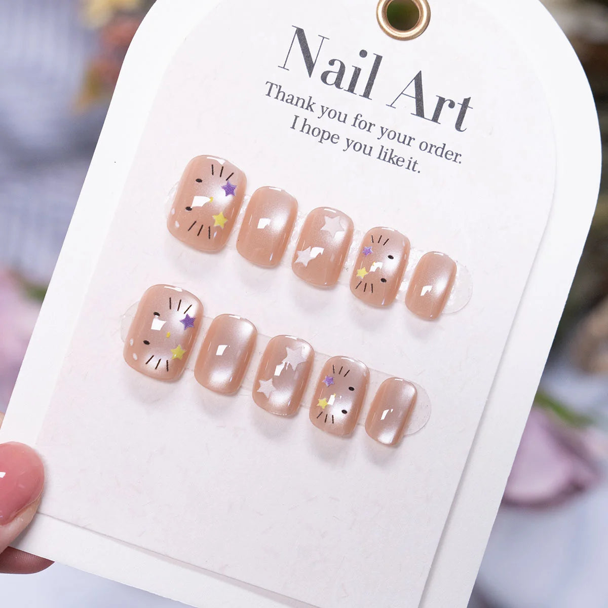 Press-On Nail Set Star & Floral Peel-And-Stick Multiple Sizes