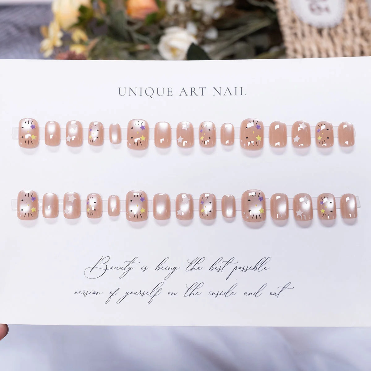 Press-On Nail Set Star & Floral Peel-And-Stick Multiple Sizes